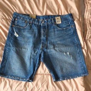 Levi's Distressed Blue Denim Shorts